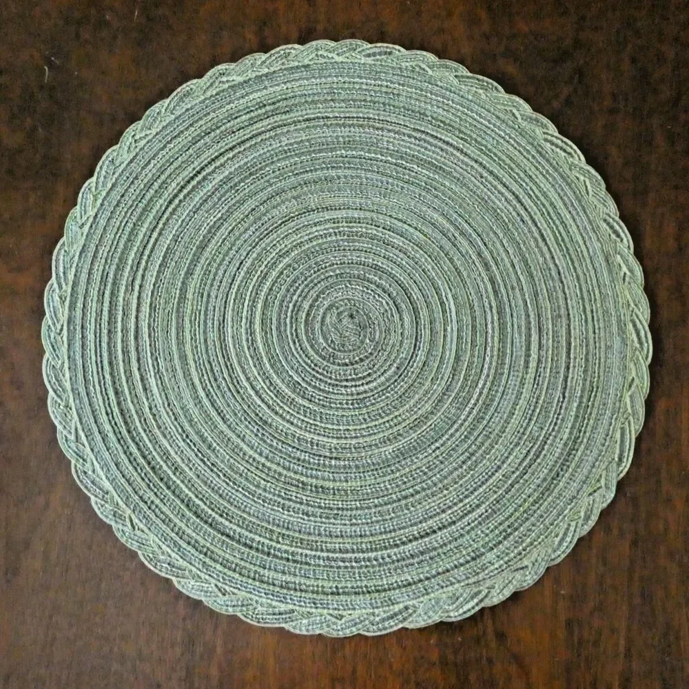 Multi Tonal Green Round Table Mats Braided Straw Style Farmhouse Decor 15